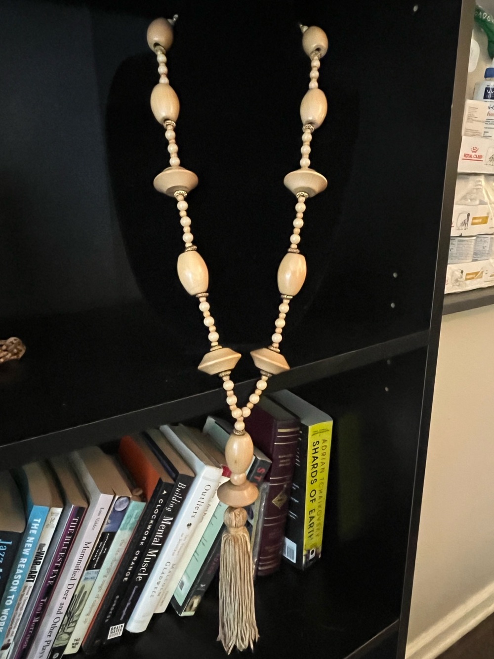 Vintage Tassel Statement Wooden Beaded Necklace